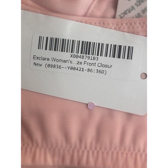 Exclare Women's Front Closure Lace Underwire Wide Shoulder Straps Bra Pink 36D - Picture 7 of 7